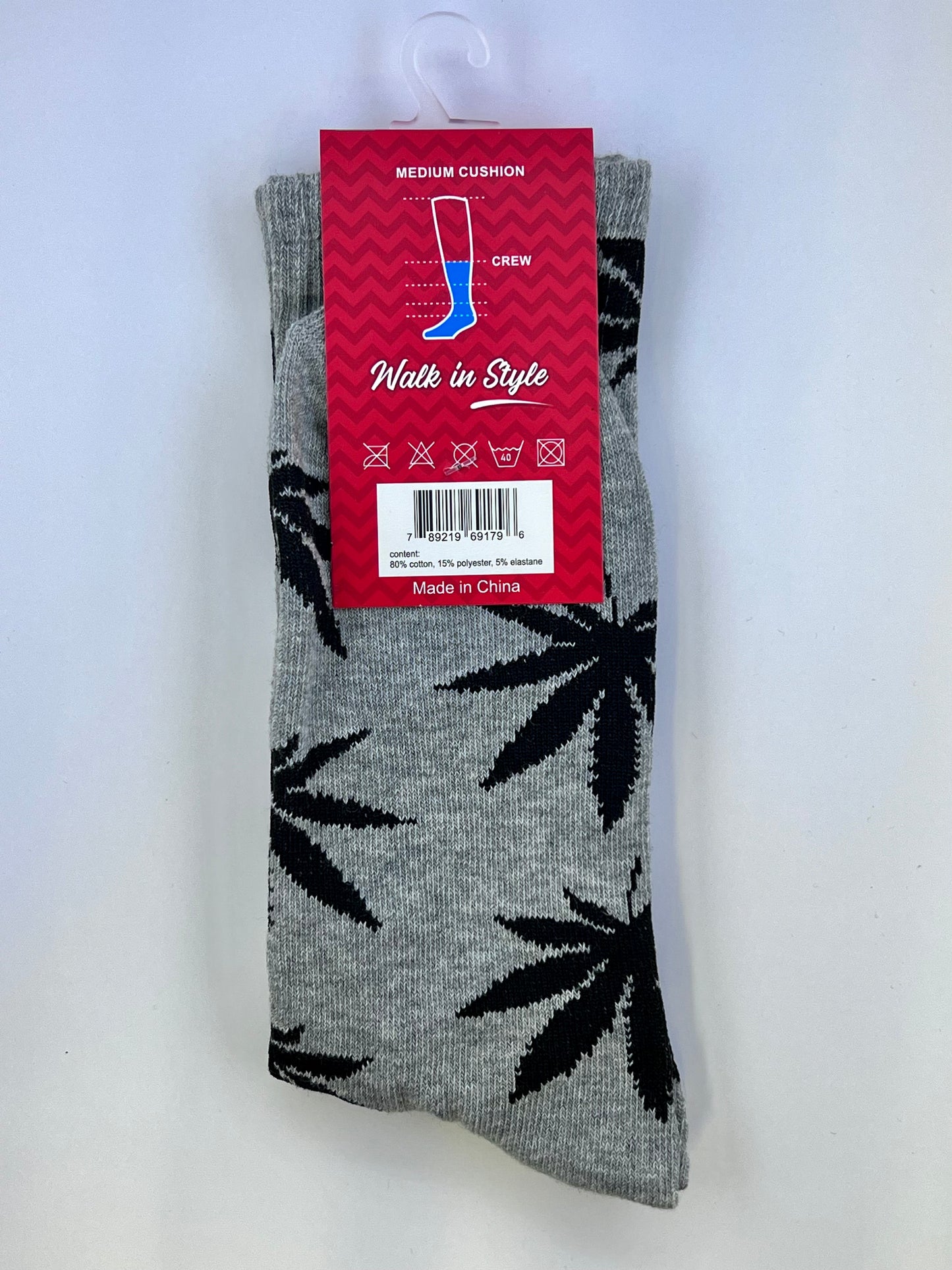 Leaf Patterned Socks for Men and Women - Grey
