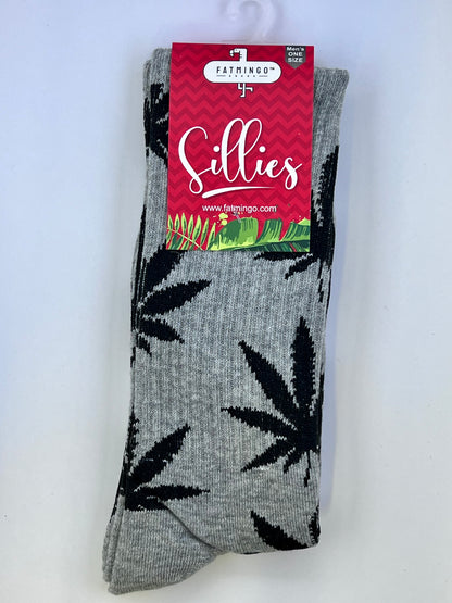 Leaf Patterned Socks for Men and Women - Grey