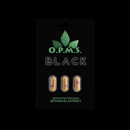 OPMS Black Kratom Capsules Blister Pack   2 Capsules 3 Capsules 5 Capsules    Ingredients:  Organic Mitragyna speciosa Leaf extract (50:1) – 310mg per capsule     OPMS KRATOM BLACK PILLS (ORGANICALLY PURIFIED MITRAGYNA SPECIOSA ALL-NATURAL EXTRACT)
