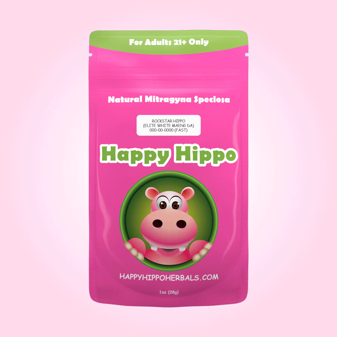 Happy Hippo Rockstar White Vein Maeng Da Kratom Capsules