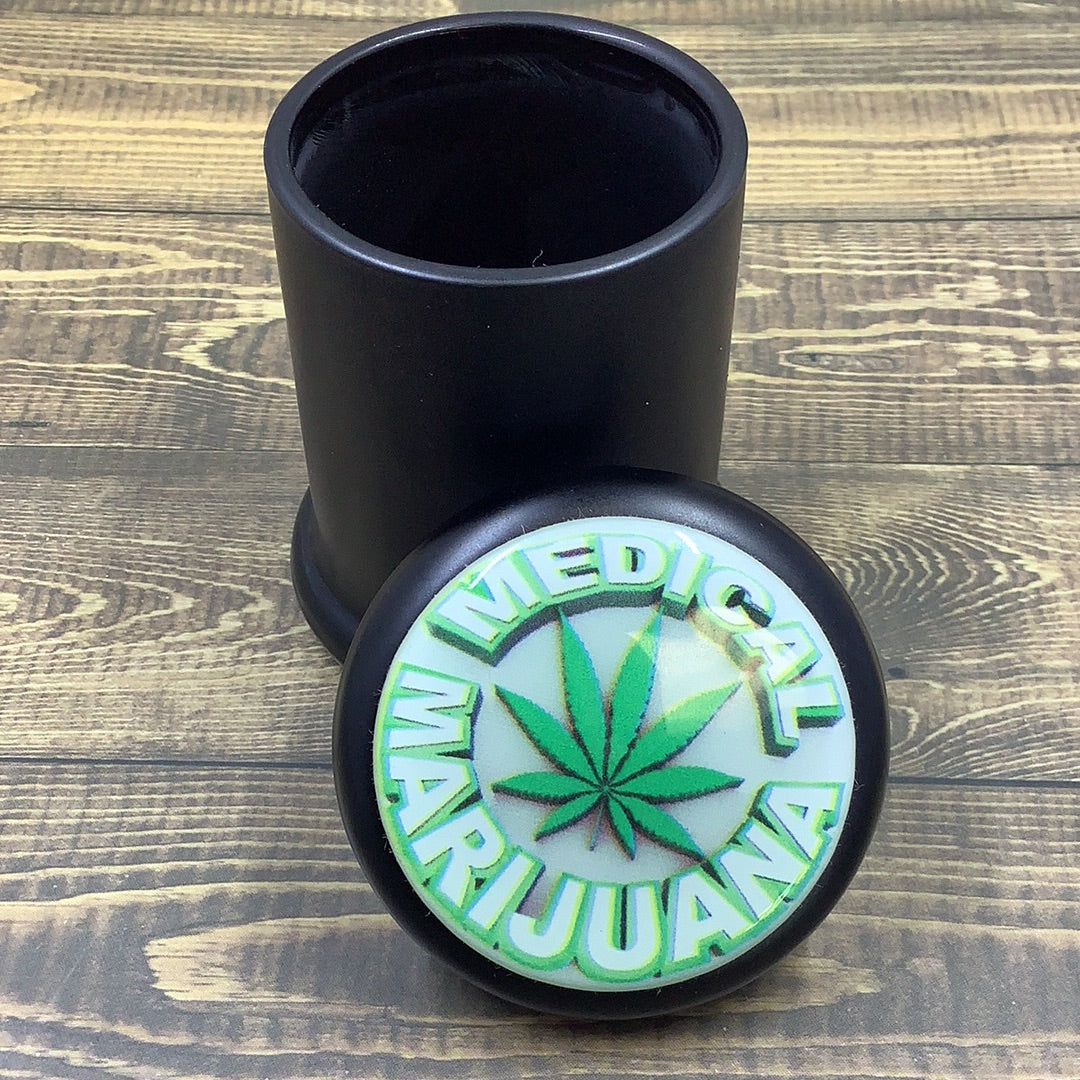 Black Painted Glass Herb Stash Jar with Gasket Lid yoga smokes yoga studio, delivery, delivery near me, yoga smokes smoke shop, find smoke shop, head shop near me, yoga studio, headshop, head shop, local smoke shop, psl, psl smoke shop, smoke shop, smokeshop, yoga, yoga studio, dispensary, local dispensary, smokeshop near me, port saint lucie, florida, port st lucie, lounge, life, highlife, love, stoned, highsociety. Yoga Smokes “Medical MJ” Green Leaf