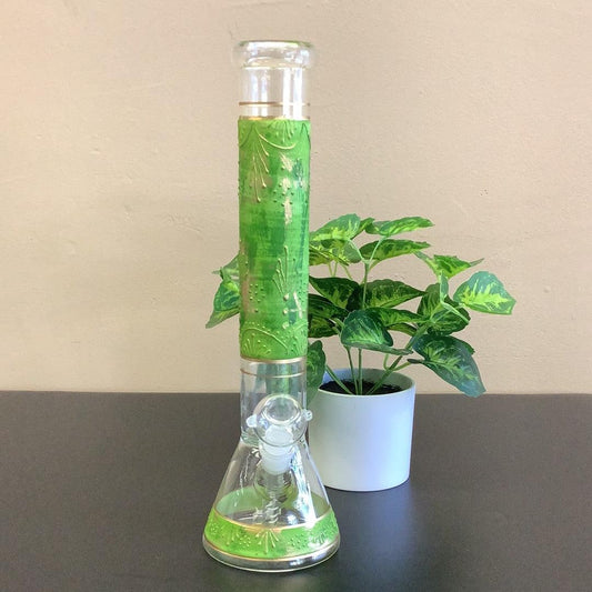 14.5" Clear W/ Green & Gold Trim Glass Water Pipe W/ Bowl Heavy Duty Glass, yoga smokes smoke shop, dispensary, local dispensary, smoke shop near me, smokeshop near me, port st lucie smoke shop, smoke shop in port st lucie, smoke shop in port saint lucie, smoke shop in florida, Yoga Smokes, , Buy RAW Rolling Papers USA, what time does the smoke shop close, smoke shop open near me, 24 hour smoke shop near me, online smoke shop