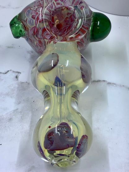 4" Clear W/ Red, Green & White Decorative Accents In Glass Double Walled Bowl W/ Green Carb & Green Grip yoga smokes smoke shop, dispensary, local dispensary, smokeshop near me, port st lucie smoke shop, smoke shop in port st lucie, smoke shop in port saint lucie, smoke shop in florida, Yoga Smokes
