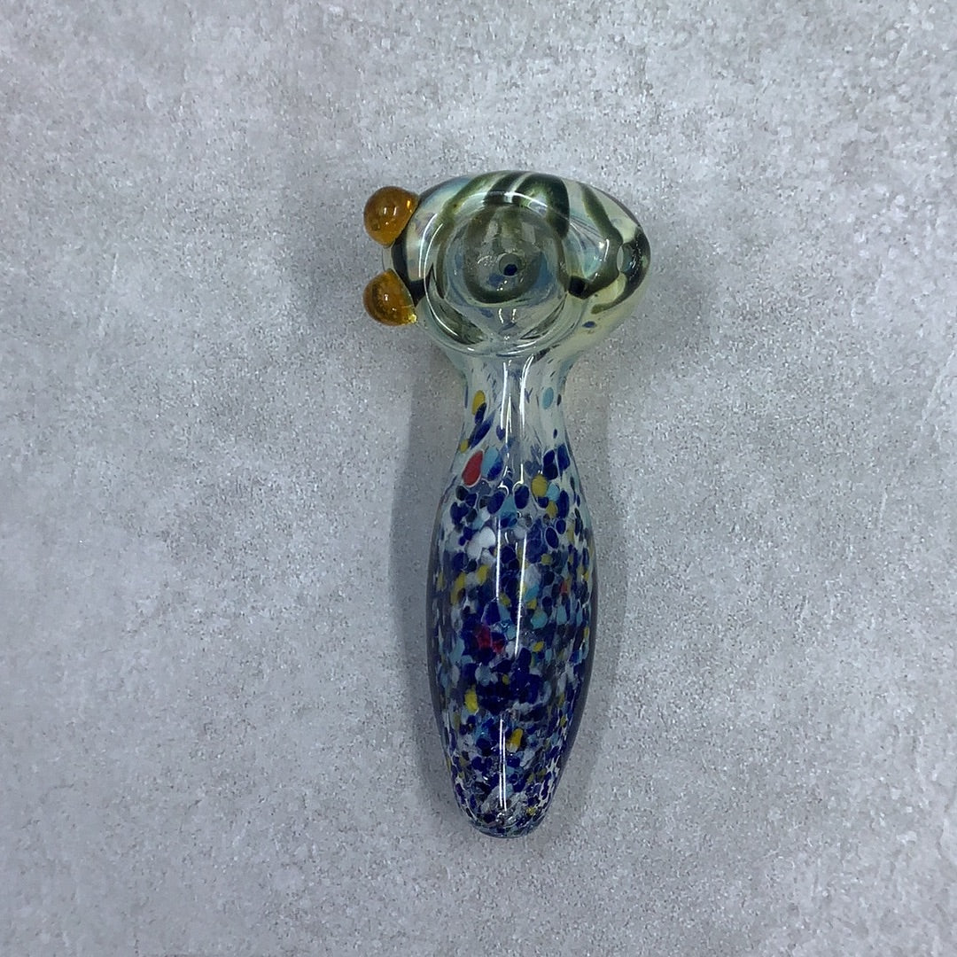 4" Clear W/ Blue Specs In Handle & Green Swirls in Bowl Green Knobs Glass Bowl And Carb yoga smokes smoke shop, dispensary, local dispensary, smokeshop near me, port st lucie smoke shop, smoke shop in port st lucie, smoke shop in port saint lucie, smoke shop in florida, Yoga Smokes