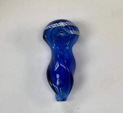 3 Inch Blue Glass Bowl w/ Carb